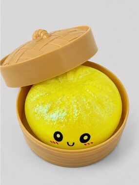 Yellow Glitter Steamed Bun Squishy Toy – Slow Rising Mochi Stress Relief Fidget